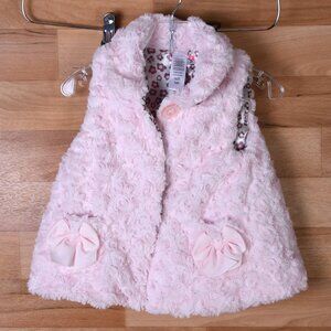 Girl Size 24 month snap close pink vest with bows